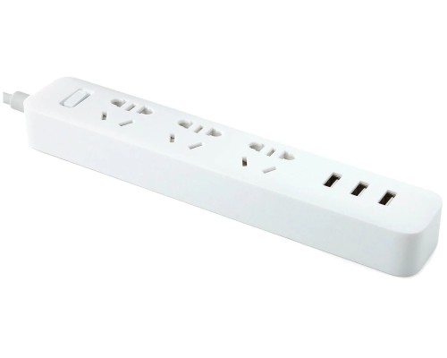 Удлинитель Xiaomi Mi Power Strip 3, XMCXB01QM, 3 розетки, с/з, 10А / 2500 Вт белый 1.8 м