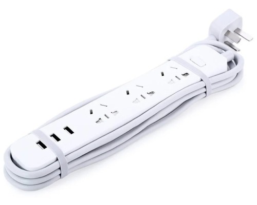 Удлинитель Xiaomi Mi Power Strip 3, XMCXB01QM, 3 розетки, с/з, 10А / 2500 Вт белый 1.8 м