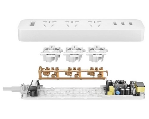 Удлинитель Xiaomi Mi Power Strip 3, XMCXB01QM, 3 розетки, с/з, 10А / 2500 Вт белый 1.8 м