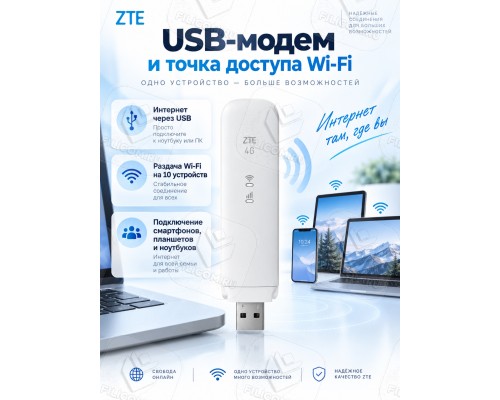 4G LTE модем ZTE MF79U с WiFi, Белый