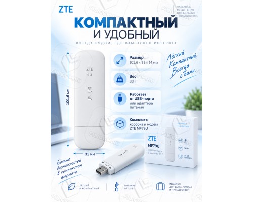 4G LTE модем ZTE MF79U с WiFi, Белый