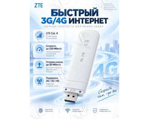 4G LTE модем ZTE MF79U с WiFi, Белый