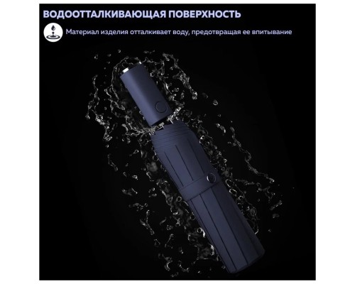 Смарт-зонт ZUODU, автомат, 2 сложения, купол 105 см., 10 спиц, система «антиветер», с фонариком, зеленый