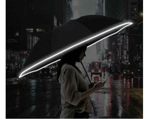 Зонт Xiaomi ZUODU LED, автомат, 2 сложения, купол 105 см., 10 спиц, обратное сложение, чехол в комплекте, черный