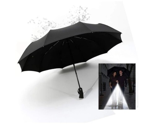 Зонт Xiaomi ZUODU LED, автомат, 2 сложения, купол 105 см., 10 спиц, обратное сложение, чехол в комплекте, черный