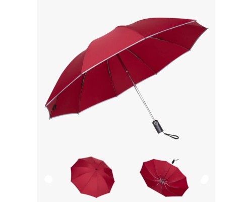 Зонт Xiaomi ZUODU LED, автомат, 2 сложения, купол 105 см., 10 спиц, обратное сложение, чехол в комплекте, красный