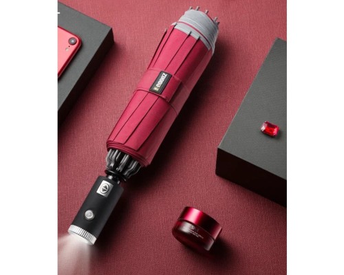 Зонт Xiaomi ZUODU LED, автомат, 2 сложения, купол 105 см., 10 спиц, обратное сложение, чехол в комплекте, красный